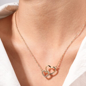 Wholesale 1 Fashion Double-ring Love Necklace Niche Advanced Design Simple Ladies Pendant Jewelry