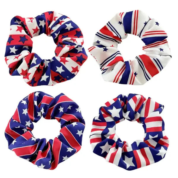 Wholesale American Flag Hair Tie Made Of Cloth, Multicolor Hair Accessory For Independence Day And Summer