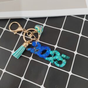 Blue and green key pendant / Love key pendant