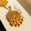 Wholesale Inlaid Zircon Fashionable Earrings Hollow Tassel Earrings Exotic Style Women's 696 Hypoallergenic Brass