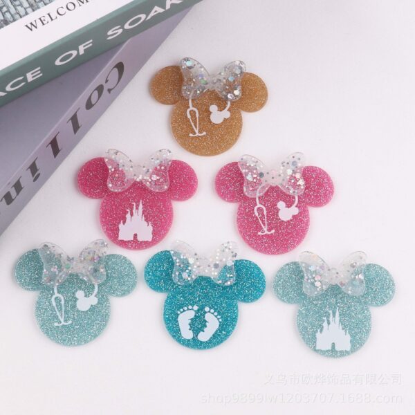 oly-95627b3411e6da0b8859d49a51b8500b Wholesale loose pink cartoon Mickey head Castle bag jewelry acrylic pin cute DIY patch accessories