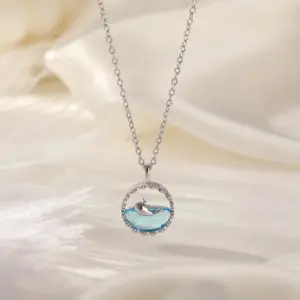 X5435# Silver Dancing Whale Necklace