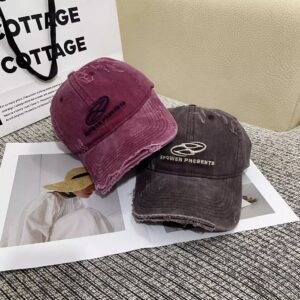 Wholesale New European and American style letter embroidery ripped distressed all-match baseball cap Women's fashionable sun-proof sun-proof western style peaked cap