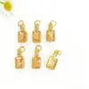 Wholesale 18K Gold Plated Copper Color Retention Rectangular Colorful Zircon Twelve Constellation Stone Pendant DIY Jewelry Hanging Water Plated Imitation Gold Geometric