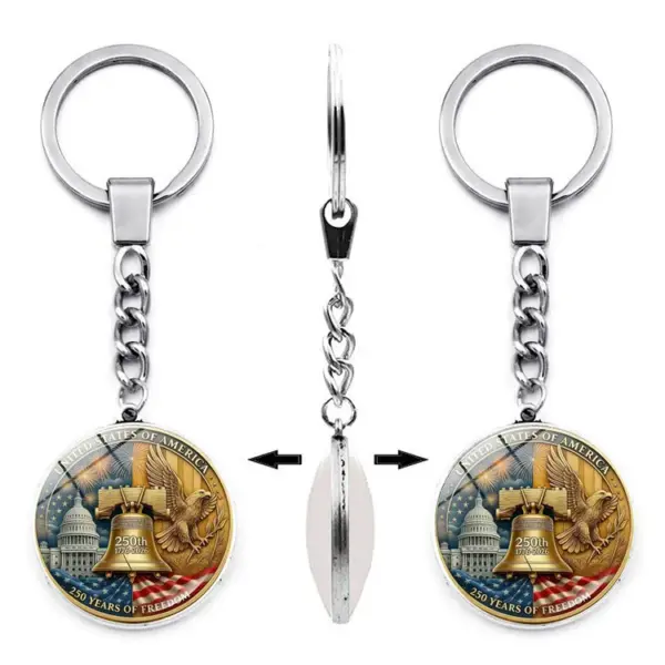 Wholesale United States American National Day Key Chain Made Of Durable Zinc Alloy, Perfect Souvenir Or Gift