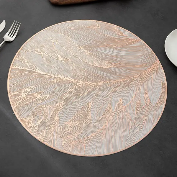 Wholesale Gold Foil Dining Mat PVC Waterproof Oil Resistant Table Pad Modern Simple Style Floral Pattern Heat Insulation Dinner Mat