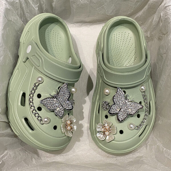 Wholesale Dung-feeling Hole Shoes Women's Summer Outer Wearing Thick-soled Height-increasing Sandals for Couple's Beach Baotou Sandals