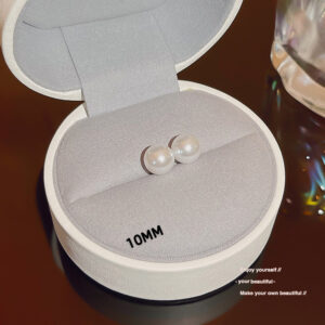 Bright white 10mm pearl earrings-silver needle