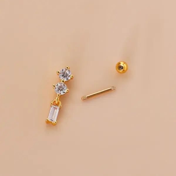 Wholesale 1 Piece 316L Stainless Steel Copper Zircon Ear Cartilage Rings & Studs Butterfly Waterproof Non Tarnish Surgical Steel Women'S