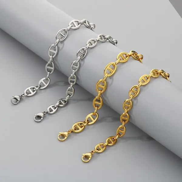 Wholesale Ion Plating (IP) 18K Gold Plated Geometric 304 Stainless Steel Simple Style Commute Waterproof Non Tarnish 304 Stainless Steel Bracelets