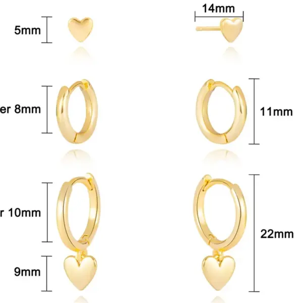 Wholesale Real Gold Brass Plated Fashion Smooth Heart Pendant Simple Versatile Earrings For Women