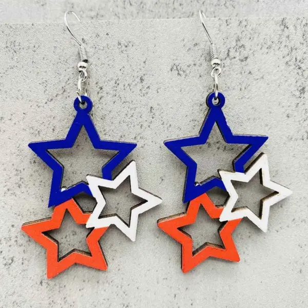 Wholesale Independence Day Eagle Sunflower Wooden Earrings Blue Sparkle Style Acrylic Geometric Animal Ear Jewelry