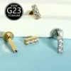 oly-95c99acc02263b1e3a7f119290972dc3 Wholesale Simplified Daily Titanium Inner Thread Lip Nails Zircon Embedded Ear Studs Piercing Jewelry Fashionable Elegant Geometry Pattern