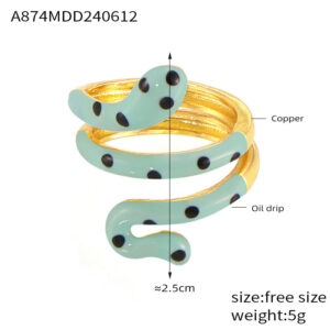 A874-Gold light blue Oil Drop Ring / No. 7