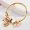 Wholesale PVD Coated 14K Gold Plated Heart Shape 304 Stainless Steel Alloy Vacation Classic Style Waterproof Non Tarnish 304 Stainless Steel Bangle