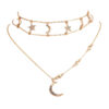 oly-95e90d8b4e6c3fa8163b6e7a8af1b916 Wholesale popular personalized diamond five-pointed star moon combination multi-layer female necklace Star Crescent Diamond clavicle chain