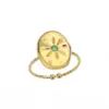 Wholesale Elegant Natural Stone Open Stainless Steel Ring Vintage Style Zirconia Finger Ring Luxury Sensation
