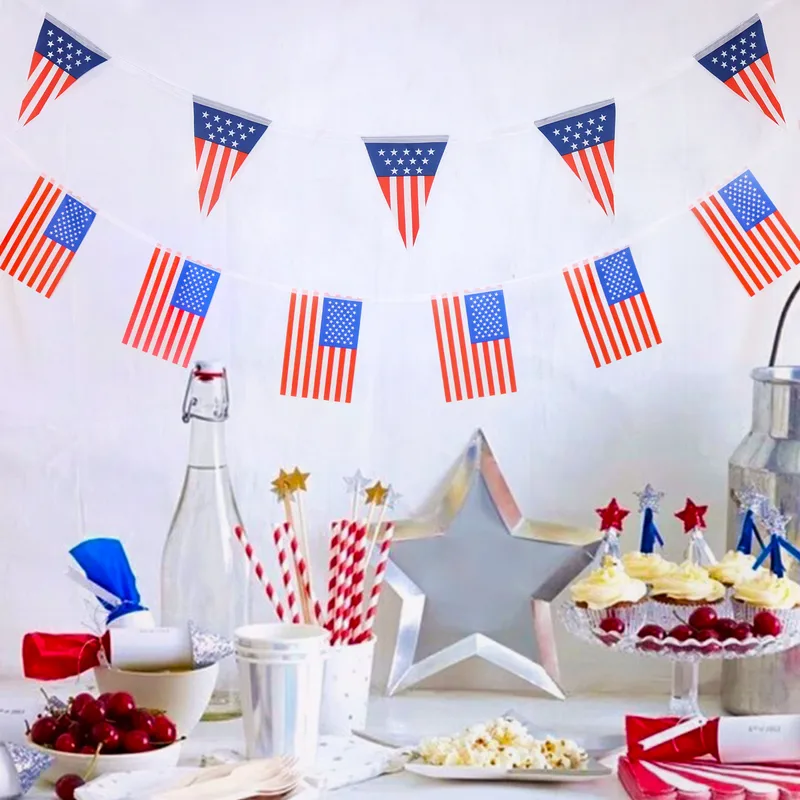 Wholesale Celebration Atmosphere Decoration Stars And Stripes Flag Party Decoration String Flag