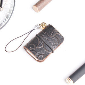 Carved Skin Dark Curry / Top layer cowhide super mini TN book (32 sheets, 64 pages)