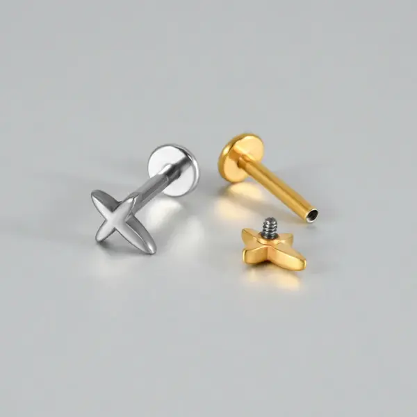 Wholesale 1 Piece 304 Stainless Steel Stone-Free Casual Elegant Hip-Hop Lip Rings Four Leaf Clover Star Heart Shape Gold Steel Color Polishing Plating Ion Plating (IP) 18K Gold Plated Nose Rings & Studs