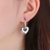 Wholesale Sweet Cool Minimalist Style 18K Gold Plated 304 Stainless Steel Vacuum Electroplated (In Furnace) Hollow Heart 3D Earrings For Women