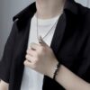 Wholesale Double-ring Necklace Men’s Trendy Accessories Men’s Simple All-match Stainless Steel