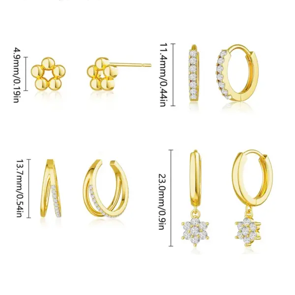 Wholesale True Gold Plated Brass Six-Pointed Star Pendant Earrings For Women Fashionable Geometric Shape Jewelry With Embedded Zirconia