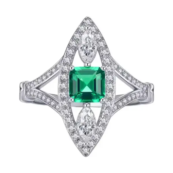 Wholesale Geometric Women’s Ring In Copper With White K Water Plating, Claw Setting Featuring Zircon Inlay
