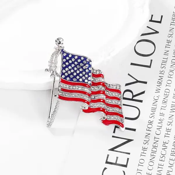 Wholesale Elegant Streetwear American Flag Alloy Inlay Rhinestones Women's Brooches