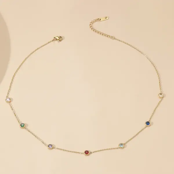 Wholesale PVD Coated Real Gold Plated 18K Gold Geometric 304 Stainless Steel Simple Style Waterproof Non Tarnish 304 Stainless Steel Necklace