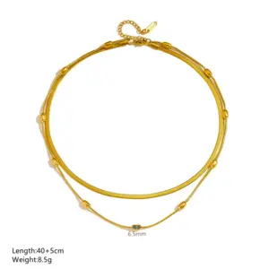 Gold Necklace Flat Denier Bead Garden