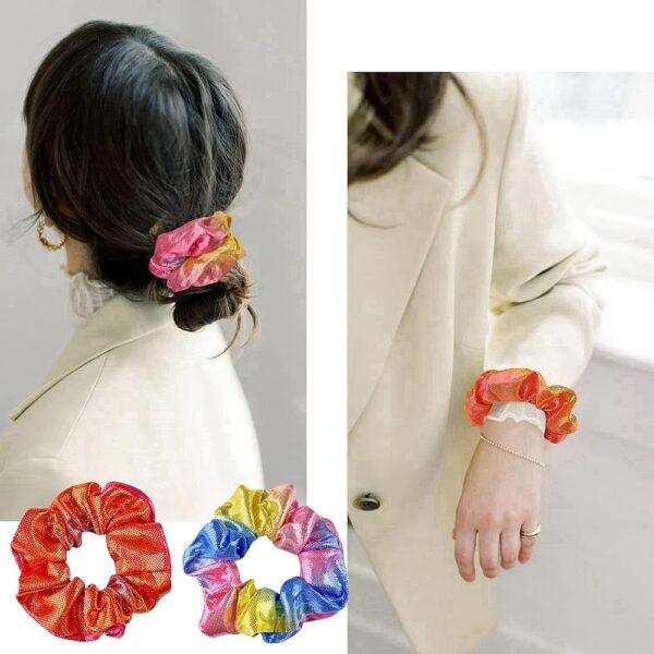 Wholesale explosive hair accessories laser bronzing large intestine hair ring gradient color plate hair balls hair rope horsetail large intestine ring