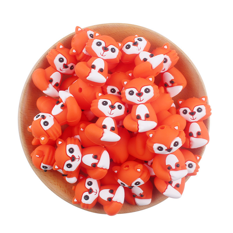 Wholesale New baby products cartoon silicone fox small tooth glue creative DIY baby molars nipple anti-chain accessories