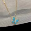 Wholesale Copper-plated natural white mother-of-pearl butterfly necklace, full diamond butterfly choker for women.