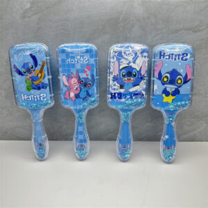 Wholesale Stitch square long handle sequins quicksand hair comb star baby air cushion comb Stitch massage comb batch