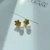 Wholesale PVD Coated Real Gold Plated 16K Gold White Gold Plated Flower 304 Stainless Steel Casual Modern Style Artistic Waterproof Non Tarnish Drop Earrings