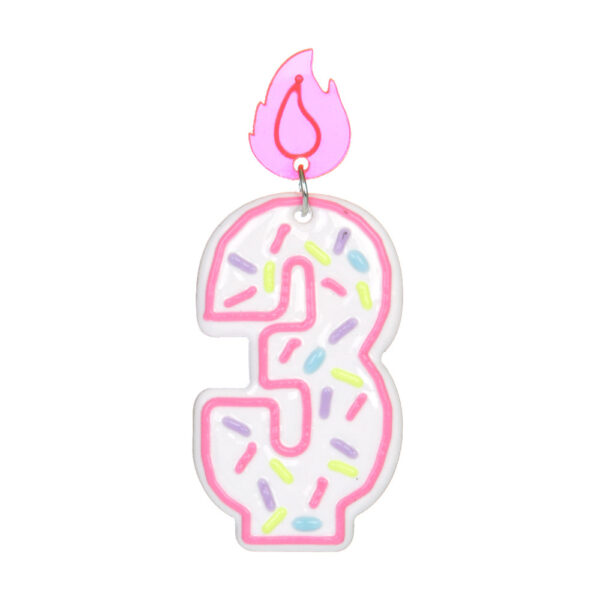 Wholesale acrylic earrings fashion personality design single number 0-7 donut birthday candle earrings