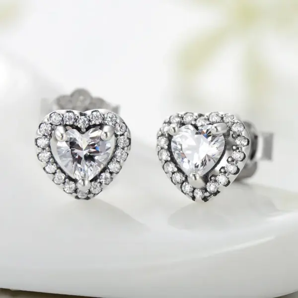 oly-969790c3647f2918d43ba4dfae87f520 Wholesale Holiday Engagement 925 Sterling Silver Women'S Zircon Silver Rhodium Plated Heart Shape Rings Earrings Necklace