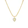 Wholesale Titanium Steel 18K Gold Plated Elegant Hollow Out Tree Heart Shape Acrylic Pendant Necklace