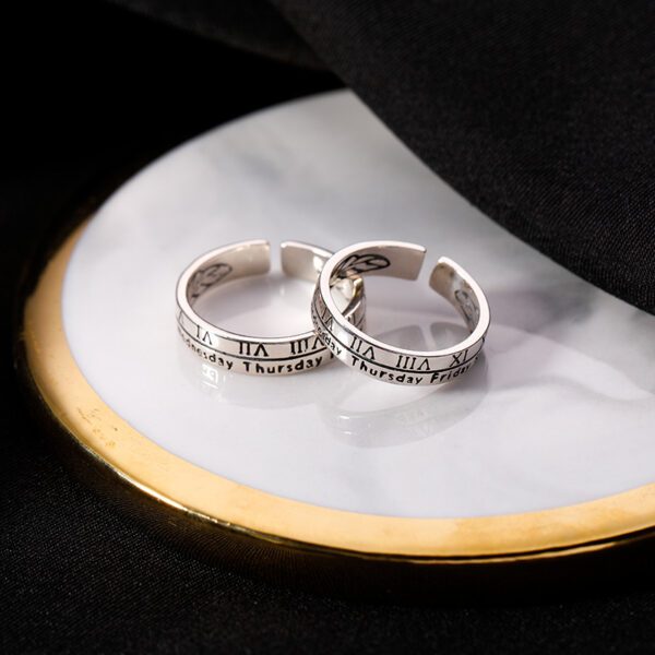 Wholesale Roman Numeral Ring for Women Trendy Cool Style Men's Index Finger Ring  Valentine's Day Gift to Girlfriend Couple Ring