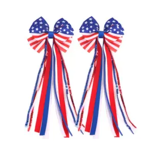 Wholesale Sweet National Flag Hairpin Made Of Cloth, Perfect For Independence Day Celebrations