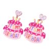 Wholesale Creative Atmosphere Party happy birthday Birthday Cake Coffee Cup Earrings Holiday Memorial Earrings
