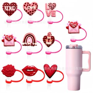 Wholesale Valentine's Day Straw Cover Straw Cap Silicone Dust Plug Party Creative Personalized Straw Decoration