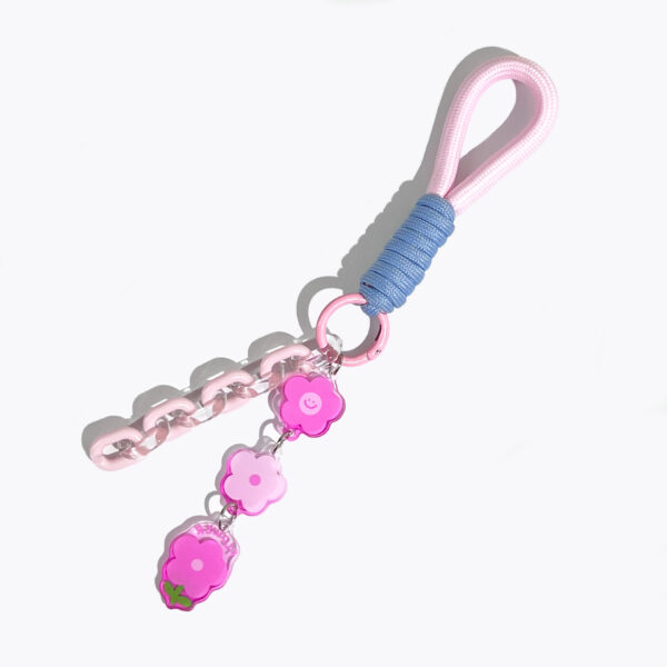 oly-96e23b4a6a663cf8b6526a62ffbaa980 Wholesale Ins style flower acrylic pendant student key bag hanging ornaments anti-lost key chain wholesale woven hand rope