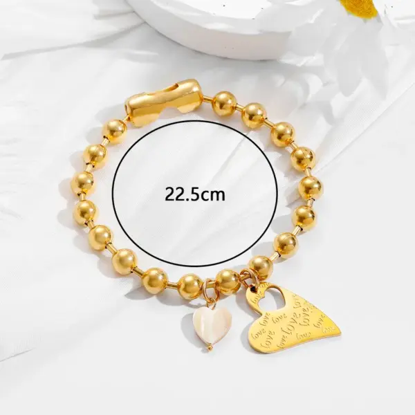 Wholesale Real Gold Plated Heart Shape 304 Stainless Steel Vacation Simple Style Waterproof Non Tarnish Bracelets