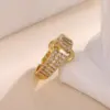 Wholesale Open Ring Copper Plated 18K Gold Zircon Geometric Unisex Ring Suitable For Men And Women