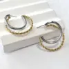 Wholesale 316 Stainless Steel Real Gold Plated Earrings Twist Two-tone Cast Letter Vacuum Plated Waterproof Non-fading Earrings For Banquet Catwalk