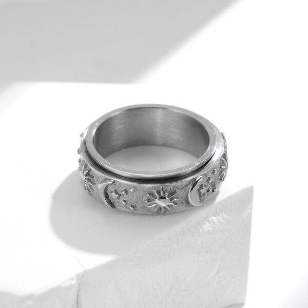 Wholesale Selling Star Moon Sun Titanium Steel Ring Ring Rotatable Decompression Ring Stainless Steel Hand Jewelry