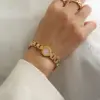 Wholesale PVD Coated Real Gold Plated 18K Gold Geometric 304 Stainless Steel Fashion Waterproof Non Tarnish 304 Stainless Steel Bracelets