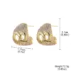 Wholesale Heart Shape Hypoallergenic Stud Earrings For Women With KC Golden Plated Copper And Zircon Inlay, Featuring UV Plating